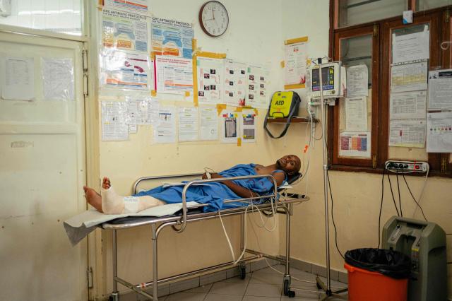 A patient is seen at the International Committee of the Red Cross (ICRC) supported CBCA Hospital in Goma on May 14, 2026. (Photo by Jospin Mwisha / AFP)
