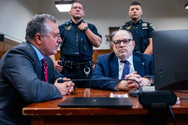 Former Hollywood film producer Harvey Weinstein appears in Manhattan Supreme Court during his retrial in New York City on May 14, 2026. The retrial of Weinstein on a rape charge on which a jury was previously deadlocked began on April 14, although he will remain imprisoned for other offenses regardless of the verdict. Weinstein is accused of the third-degree rape of Jessica Mann, who starred in the 2015 romantic comedy "This Isn't Funny." (Photo by Spencer Platt / POOL / AFP)