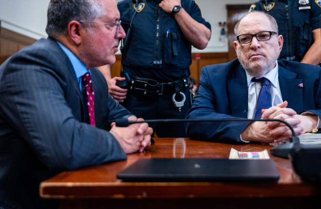 Former Hollywood film producer Harvey Weinstein appears in Manhattan Supreme Court during his retrial in New York City on May 14, 2026. The retrial of Weinstein on a rape charge on which a jury was previously deadlocked began on April 14, although he will remain imprisoned for other offenses regardless of the verdict. Weinstein is accused of the third-degree rape of Jessica Mann, who starred in the 2015 romantic comedy "This Isn't Funny." (Photo by Spencer Platt / POOL / AFP)
