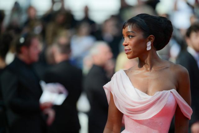 US actress and model Aja Naomi King poses as she arrives for the screening of the film "Fatherland" at the 79th edition of the Cannes Film Festival in Cannes, southern France on May 14, 2026. (Photo by Olivier CHASSIGNOLE / AFP)
