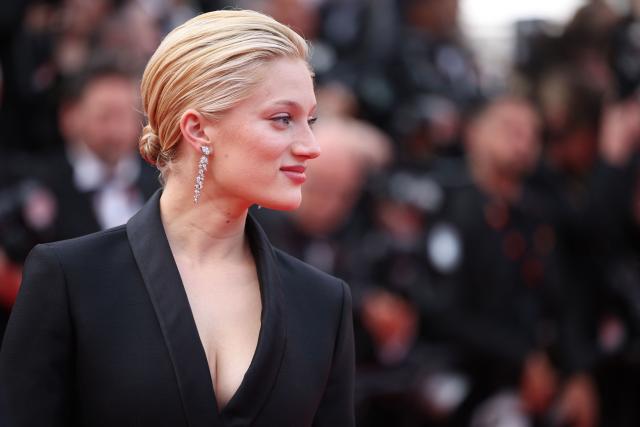 French actress Nadia Tereszkiewicz poses as she arrives for the screening of the film "Fatherland" at the 79th edition of the Cannes Film Festival in Cannes, southern France on May 14, 2026. (Photo by Valery HACHE / AFP)