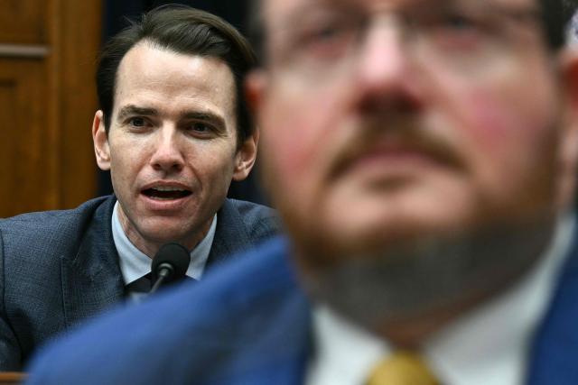 US Representative Kevin Kiley (L), Independent from California, speaks as US Education Secretary Linda McMahon testifies at a House Committee on Education and Workforce hearing titled "Examining the Policies and Priorities of the Department of Education" on Capitol Hill in Washington, DC, on May 14, 2026. (Photo by Kent NISHIMURA / AFP)