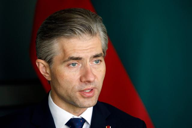 Lithuanian Foreign Minister Kestutis Budrys speaks during an interview with AFP in Vilnius, Lithuania on May 14, 2026. Budrys criticised European countries who do not spend enough to support Ukraine and strengthen NATO, in an interview for AFP in Vilnius on May 14. (Photo by Petras Malukas / AFP)