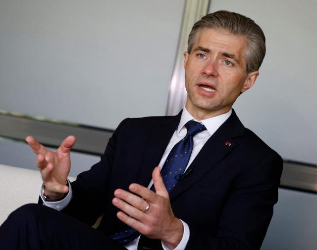 Lithuanian Foreign Minister Kestutis Budrys speaks during an interview with AFP in Vilnius, Lithuania on May 14, 2026. Budrys criticised European countries who do not spend enough to support Ukraine and strengthen NATO, in an interview for AFP in Vilnius on May 14. (Photo by Petras Malukas / AFP)