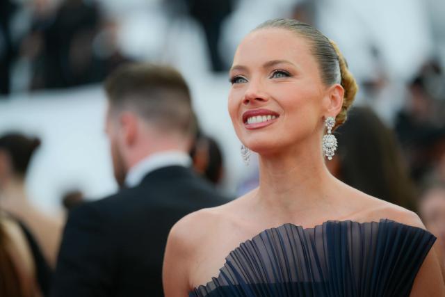 Miss France 2021 Amandine Petit arrives for the screening of the film "Fatherland" at the 79th edition of the Cannes Film Festival in Cannes, southern France on May 14, 2026. (Photo by Olivier CHASSIGNOLE / AFP)