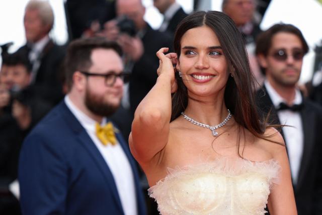 Portuguese model Sara Sampaio poses as she arrives for the screening of the film "Fatherland" at the 79th edition of the Cannes Film Festival in Cannes, southern France on May 14, 2026. (Photo by Sameer AL-DOUMY / AFP)