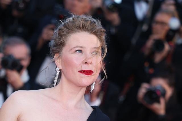 French actress India Hair arrives for the screening of the film "Histoires Paralleles" (Parallel Tales) at the 79th edition of the Cannes Film Festival in Cannes, southern France on May 14, 2026. (Photo by Sameer AL-DOUMY / AFP)