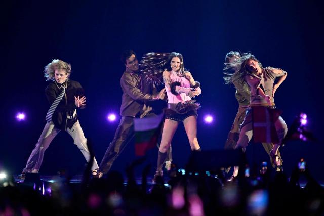 Darina Nikolaeva Yotova, aka Dara and representing Bulgaria with the song 'Bangaranga', performs during the second semi-final of the Eurovision Song Contest 2026 (ESC) at Wiener Stadthalle in Vienna, Austria on May 14, 2026. (Photo by Tobias SCHWARZ / AFP)