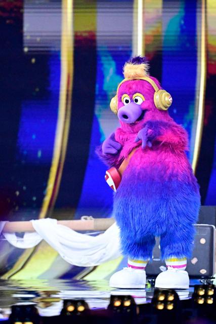 Mascot Auri is seen on stage during the second semi-final of the Eurovision Song Contest 2026 (ESC) at Wiener Stadthalle in Vienna, Austria on May 14, 2026. (Photo by Tobias SCHWARZ / AFP)