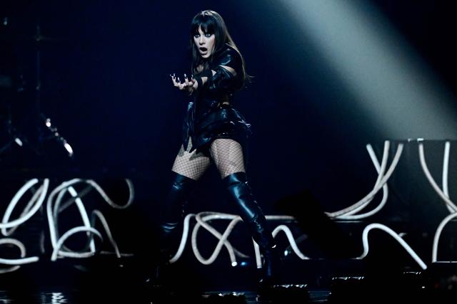 Romanian singer Alexandra Capitanescu, representing Romania with the song 'Choke Me', performs during the second semi-final of the Eurovision Song Contest 2026 (ESC) at Wiener Stadthalle in Vienna, Austria on May 14, 2026. (Photo by Tobias SCHWARZ / AFP)