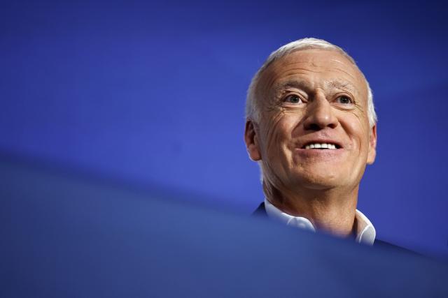 France's football team head-coach Didier Deschamps gives a press conference after unveiling his 26-man squad for the World Cup 2026 football tournament  in Boulogne-Billancourt, outside Paris on May 14, 2026. (Photo by SIMON WOHLFAHRT / AFP)