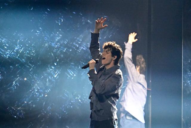 Czech singer Daniel Zizka, representing Czech Republic with the song 'Crossroads', performs during the second semi-final of the Eurovision Song Contest 2026 (ESC) at Wiener Stadthalle in Vienna, Austria on May 14, 2026. (Photo by Tobias SCHWARZ / AFP)
