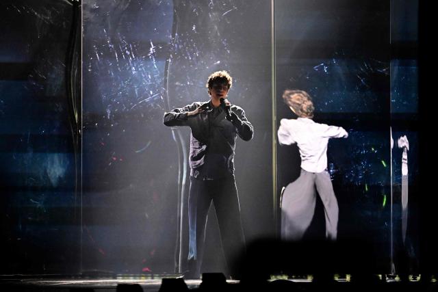 Czech singer Daniel Zizka, representing Czech Republic with the song 'Crossroads', performs during the second semi-final of the Eurovision Song Contest 2026 (ESC) at Wiener Stadthalle in Vienna, Austria on May 14, 2026. (Photo by Tobias SCHWARZ / AFP)