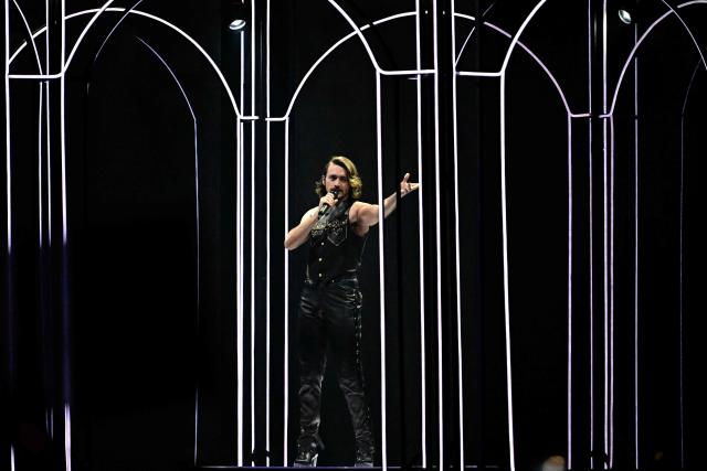 Maltese singer Aidan Cassar, aka Aidan and representing Malta with the song 'Bella', performs during the second semi-final of the Eurovision Song Contest 2026 (ESC) at Wiener Stadthalle in Vienna, Austria on May 14, 2026. (Photo by Tobias SCHWARZ / AFP)