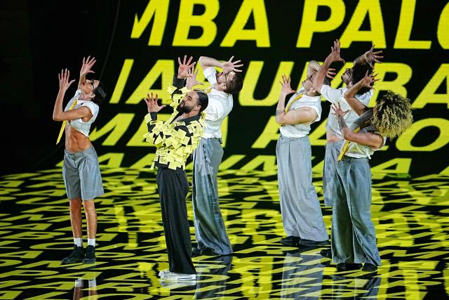 Armenian singer Simon Hovhannisyan aka Simon and representing Armenia with the song 'Paloma Rumba' performs during the second semi-final of the Eurovision Song Contest 2026 (ESC) at Wiener Stadthalle in Vienna, Austria on May 14, 2026. (Photo by GEORG HOCHMUTH / APA / AFP) / Austria OUT