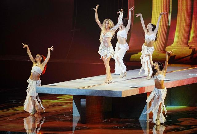 Cypriot singer Antigoni Buxton, aka Antigoni and representing Cyprus with the song 'Jalla', performs during the second semi-final of the Eurovision Song Contest 2026 (ESC) at Wiener Stadthalle in Vienna, Austria on May 14, 2026. (Photo by GEORG HOCHMUTH / APA / AFP) / Austria OUT
