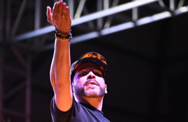 Colombia's right-wing presidential candidate Abelardo de la Espriella, from the Defensores de la Patria movement, delivers a speech to supporters during a campaign rally in Cali, Colombia on May 14, 2026. Colombia will hold presidential elections on May 31. (Photo by JOAQUIN SARMIENTO / AFP)