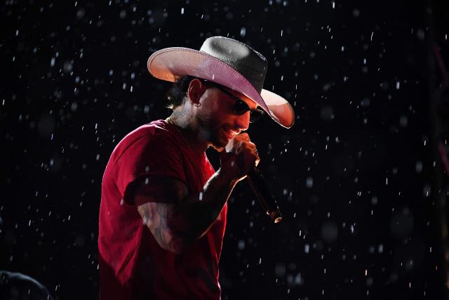 Colombian singer Maluma performs on stage during the launch of his new album 'Loco x Volver' in Medellin, Colombia on May 14, 2026. (Photo by Jaime SALDARRIAGA / AFP)