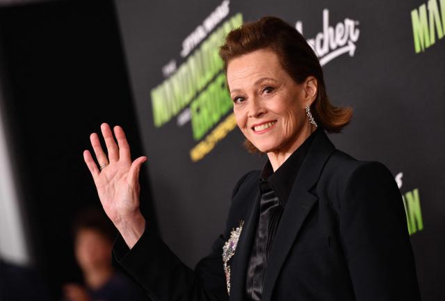 US actress Sigourney Weaver attends the world premiere of "Star Wars: The Mandalorian and Grogu" at the TCL Chinese Theatre in Los Angeles on May 14, 2026. (Photo by Chris DELMAS / AFP)