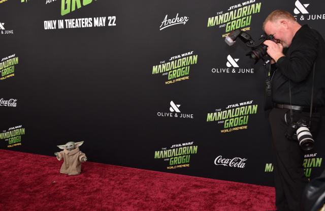 Grogu attends the world premiere of "Star Wars: The Mandalorian and Grogu" at the TCL Chinese Theatre in Los Angeles on May 14, 2026. (Photo by Chris DELMAS / AFP)