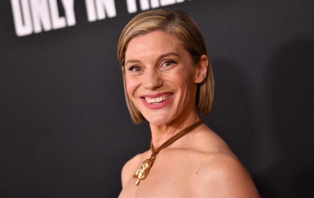 US actress Katee Sackhoff attends the world premiere of "Star Wars: The Mandalorian and Grogu" at the TCL Chinese Theatre in Los Angeles on May 14, 2026. (Photo by Chris DELMAS / AFP)
