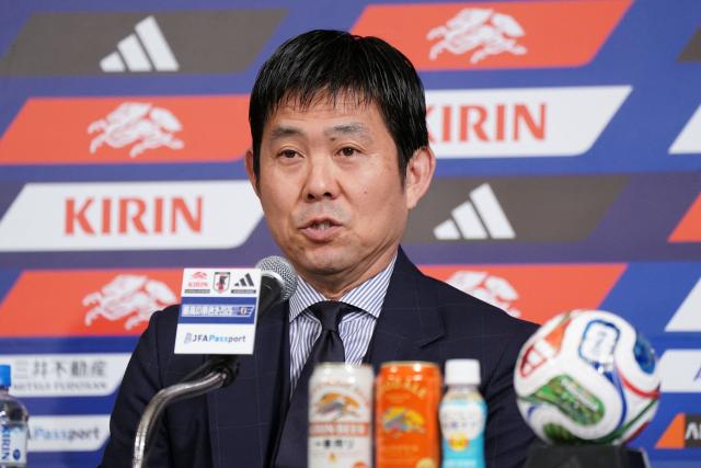 Japan's national football team head coach Hajime Moriyasu attends a press conference to officially announce the members of Japan's 2026 World Cup squad at a hotel in Tokyo on May 15, 2026. (Photo by Kazuhiro NOGI / AFP)