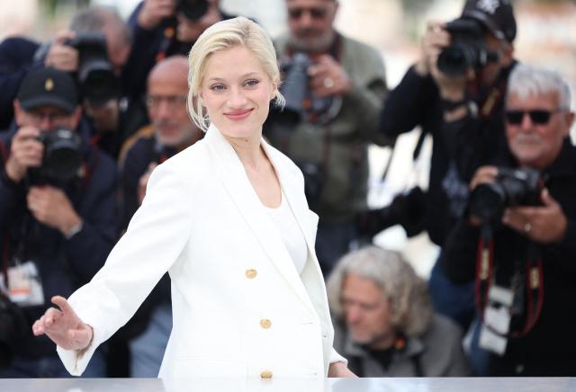 French actress Nadia Tereszkiewicz poses during a photocall of the film "Une Vie Manifeste" at the 79th edition of the Cannes Film Festival in Cannes, southern France on May 15, 2026. (Photo by Valery HACHE / AFP)