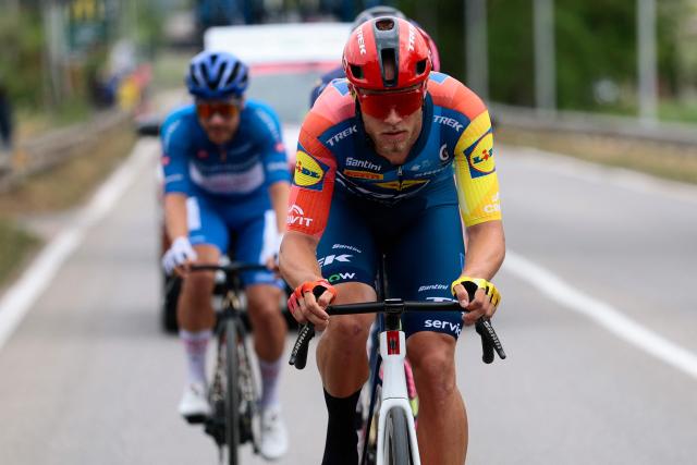Lidl - Trek Italian rider Jonathan Milan rides in a breakaway during the 7th stage of the Giro d'Italia 2026 - Tour of Italy cycling race between Formia and Blockhaus, Italy, on May 15, 2026. (Photo by Luca Bettini / AFP)