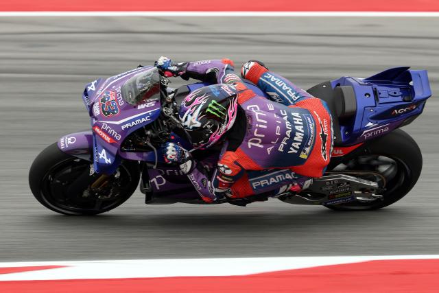Team Prima Pramac Racing's Jack Miller rides during the first free practice session ahead of the Catalunya Moto GP Grand Prix at the Catalunya racetrack in Montmelo, near Barcelona, on May 15, 2026. (Photo by Lluis GENE / AFP)