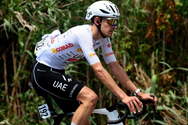UAE Team Emirates - XRG Spanish rider Igor Arrieta rides during the 7th stage of the Giro d'Italia 2026 - Tour of Italy cycling race between Formia and Blockhaus, Italy, on May 15, 2026. (Photo by Luca Bettini / AFP)