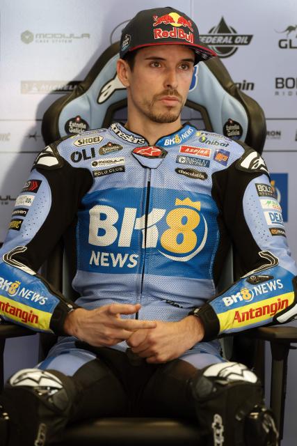 Team Gresini Racing MotoGP's Alex Marquez looks on during a practice session ahead of the Catalunya Moto GP Grand Prix at the Catalunya racetrack in Montmelo, near Barcelona, on May 15, 2026. (Photo by LLUIS GENE / AFP)