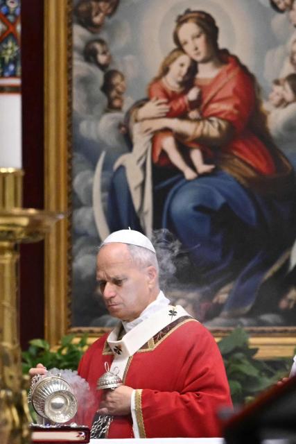 Pope Leo XIV presides over the funeral of late Swiss cardinal Emil Paul Tscherrig at St Peter's basilica in the Vatican on May 15, 2026. (Photo by Andreas SOLARO / AFP)