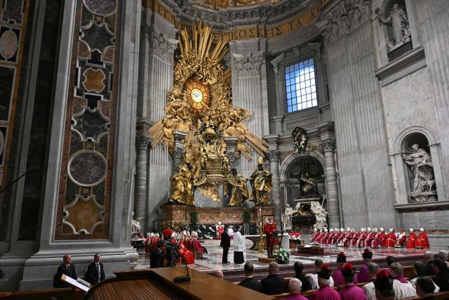 Pope Leo XIV presides over the funeral of late Swiss cardinal Emil Paul Tscherrig at St Peter's basilica in the Vatican on May 15, 2026. (Photo by Andreas SOLARO / AFP)
