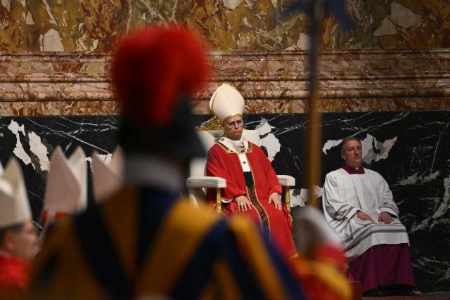 Pope Leo XIV presides over the funeral of late Swiss cardinal Emil Paul Tscherrig at St Peter's basilica in the Vatican on May 15, 2026. (Photo by Andreas SOLARO / AFP)