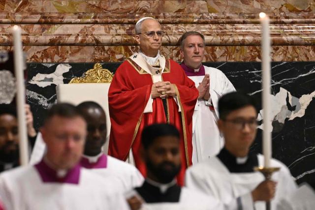 Pope Leo XIV presides over the funeral of late Swiss cardinal Emil Paul Tscherrig at St Peter's basilica in the Vatican on May 15, 2026. (Photo by Andreas SOLARO / AFP)