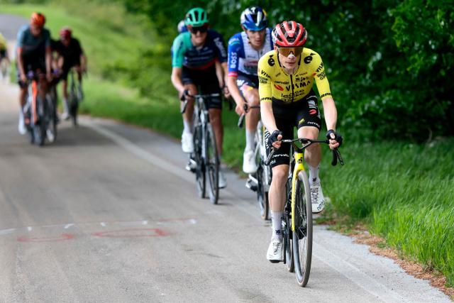 Team Visma Lease a Bike Danish rider Jonas Vingegaard attacks in the final climb during the 7th stage of the Giro d'Italia 2026 - Tour of Italy cycling race between Formia and Blockhaus, Italy, on May 15, 2026. (Photo by Luca Bettini / AFP)