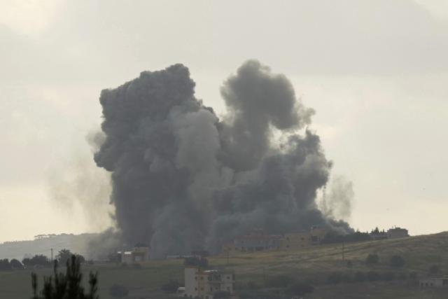 Smoke rises from the site of an Israeli airstrike that targeted the southern Lebanese village of Kfar Tibnit on May 15, 2026. Israel carried out new strikes in southern Lebanon that it said targeted the militant group Hezbollah on May 15, hours before the two countries' envoys were set to meet for a second day of peace talks in Washington. (Photo by AFP)