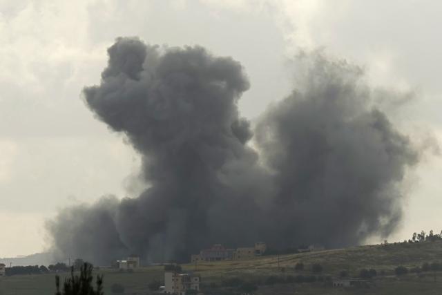 Smoke rises from the site of an Israeli airstrike that targeted the southern Lebanese village of Kfar Tibnit on May 15, 2026. Israel carried out new strikes in southern Lebanon that it said targeted the militant group Hezbollah on May 15, hours before the two countries' envoys were set to meet for a second day of peace talks in Washington. (Photo by AFP)