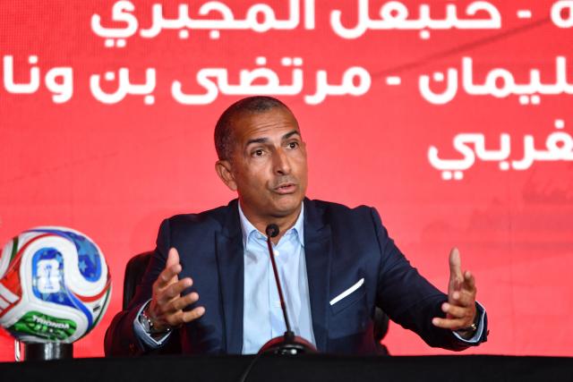 Head coach of Tunisia’s national football team Sabri Lamouchi speaks during a press conference in Tunis on May 15, 2026, ahead of the 2026 FIFA World Cup. Lamouchi announced the list of players who will participate in the World Cup. (Photo by FETHI BELAID / AFP)