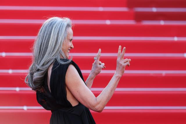 US actress Andie MacDowell arrives for the screening of the film "Karma" at the 79th edition of the Cannes Film Festival in Cannes, southern France on May 15, 2026. (Photo by Sameer AL-DOUMY / AFP)