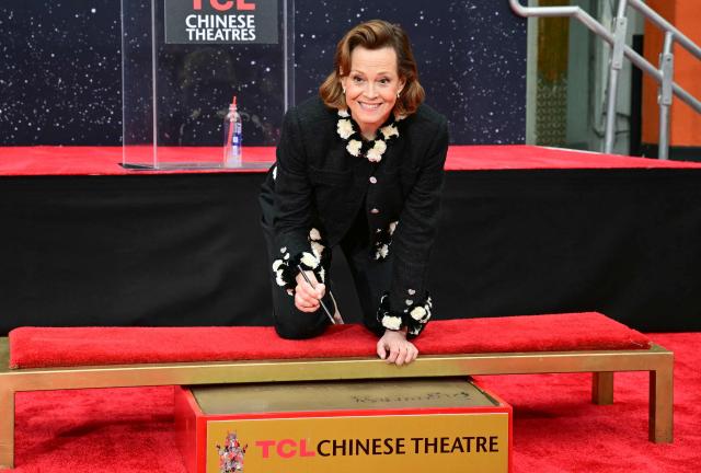 US actress Sigourney Weaver attends her hand and footprint ceremony at the TCL Chinese Theatre in Hollywood, California on May 15, 2026. (Photo by Frederic J. Brown / AFP)