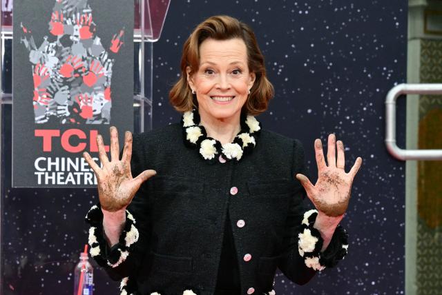 US actress Sigourney Weaver attends her hand and footprint ceremony at the TCL Chinese Theatre in Hollywood, California on May 15, 2026. (Photo by Frederic J. Brown / AFP)