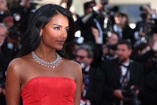 British actress Simone Ashley arrives for the screening of the film "Karma" at the 79th edition of the Cannes Film Festival in Cannes, southern France on May 15, 2026. (Photo by Sameer AL-DOUMY / AFP)