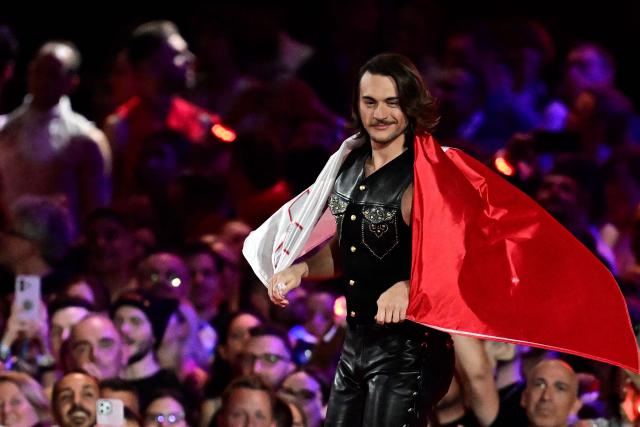 Maltese singer Aidan Cassar aka Aidan arrives on stage for the dress rehearsal for the grand final of the Eurovision Song Contest 2026 (ESC) at Wiener Stadthalle in Vienna, Austria on May 15, 2026. (Photo by Tobias SCHWARZ / AFP)