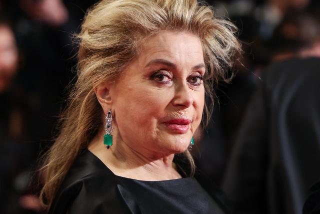 French actress Catherine Deneuve arrives for the screening of the film "Gentle Monster" at the 79th edition of the Cannes Film Festival in Cannes, southern France on May 15, 2026. (Photo by Thibaud MORITZ / AFP)