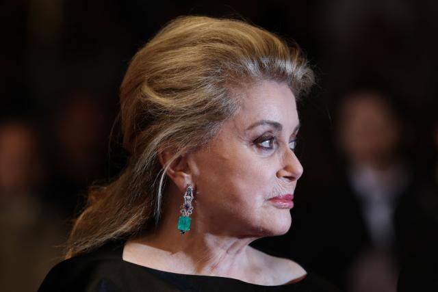 French actress Catherine Deneuve arrives for the screening of the film "Gentle Monster" at the 79th edition of the Cannes Film Festival in Cannes, southern France on May 15, 2026. (Photo by Sameer AL-DOUMY / AFP)