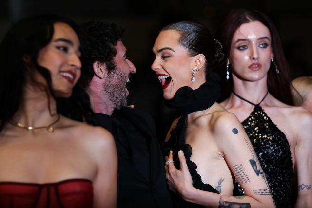 (From L) US actress Miss Benny, US director and screenwriter Jordan Firstman, British model Cara Delevingne, US actress Alaska Riley arrive for the screening of the film "Club Kid" at the 79th edition of the Cannes Film Festival in Cannes, southern France on May 15, 2026. (Photo by Sameer AL-DOUMY / AFP)
