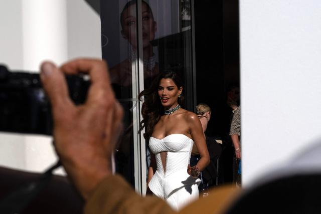 Colombian model, beauty pageant winner Ariadna Maria Gutierrez Arevalo leaves her hotel on the Boulevard de la Croissette ahead of the screening of the film "Karma" at the 79th edition of the Cannes Film Festival in Cannes southern France on May 15, 2026. (Photo by Blanca CRUZ / AFP)