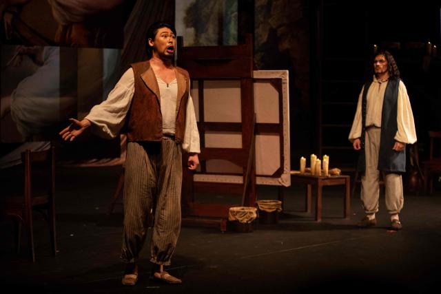 Performers stage the opera "Salvador Rosa" by Brazilian composer Carlos Gomes during the 27th Amazonas Opera Festival (FAO) at the Amazonas Theater in Manaus, Amazonas state, Brazil on May 15, 2026. Set in 17th-century Italy, the opera follows the painter and poet Salvator Rosa, who is caught up in political and romantic conflicts. (Photo by MICHAEL DANTAS / AFP)