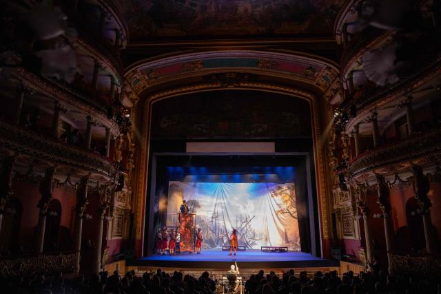 Performers stage the opera "Salvator Rosa" by Brazilian composer Carlos Gomes during the 27th Amazonas Opera Festival (FAO) at the Amazonas Theater in Manaus, Amazonas state, Brazil on May 15, 2026. Set in 17th-century Italy, the opera follows the painter and poet Salvator Rosa, who is caught up in political and romantic conflicts. (Photo by MICHAEL DANTAS / AFP)